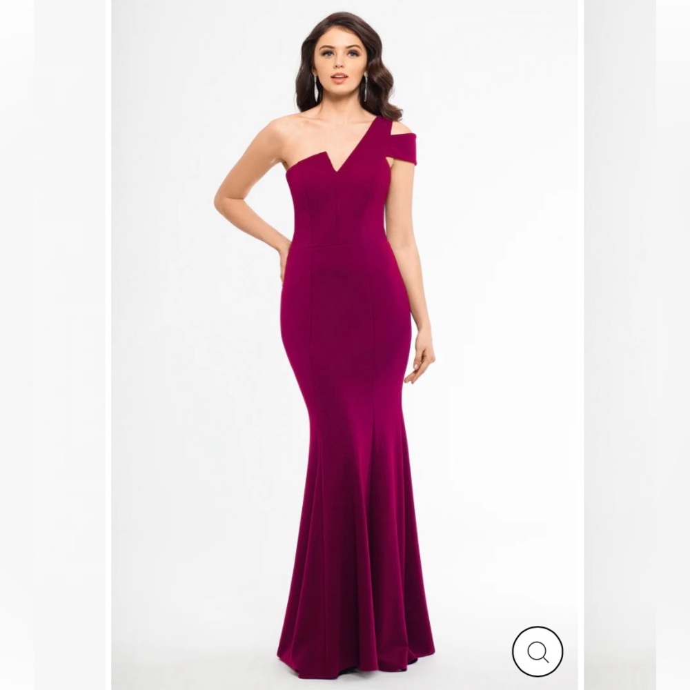 Betsy & Adam “Paulina” Cutout One Shoulder Gown - Burgundy, Size 8
